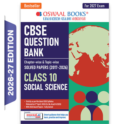 CBSE Class 10 Social Science Question Bank | Chapter & Topic-wise Solved Papers (2017-2026) | Based on Latest Syllabus (April 2026) | Includes 2026 Papers | For 2027 Exam