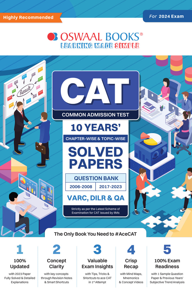 CAT 10 Years' Chapter-wise & Topic-wise Solved Papers (2006-2008 & 2017-2023) | (VARC, DILR & QA) | For 2024 Exam