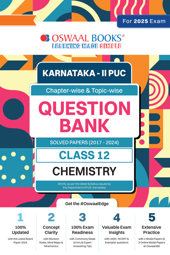 Karnataka 2nd PUC Question Bank Class 12 Chemistry | Chapterwise & Topicwise Previous Solved Papers (2017-2024) | For Board Exams 2025