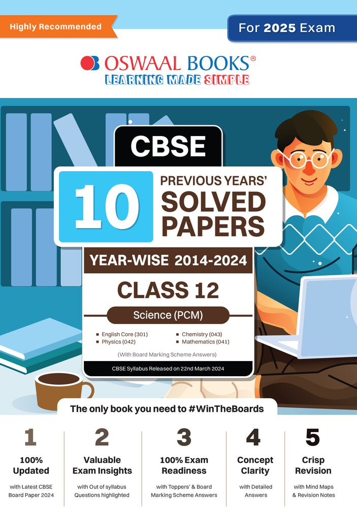 CBSE 10 Previous Years' Solved Papers Class 12 Science PCM - English Core | Physics | Chemistry & Mathematics Book For 2025 Board Exam
