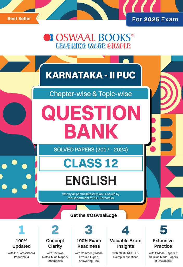 Karnataka 2nd PUC Question Bank Class 12 English | Chapterwise & Topicwise Previous Solved Papers (2017-2024) | For Board Exams 2025