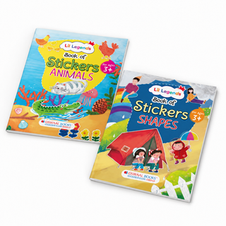 Lil Legends Books of Stickers Animals and Shapes | Set of 2 For Age 3+ | Learn Animal Names and Shapes With Fun Activities | Educational Workbook For Toddlers | For Nursery/LKG
