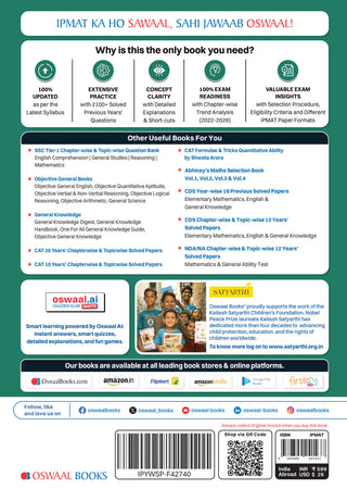 IPMAT 21 Previous Years' Solved Papers (2019–2026) | Latest 2026 Solved Papers | 2100+ Questions with Detailed Solutions | IPMAT Indore, Rohtak & JIPMAT | Trend Analysis (2022–2026) |Oswaal AI