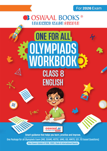One For All Olympiads Workbook Class 8 English | Questions for SOF IEO & Other Olympiad Exams 2026 | With Sample Practice Papers & Oswaal.AI