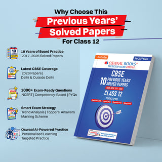 CBSE 10 Previous Years Papers Science PCB | Class 12 | Year-wise(2017-2026) | 2026 Papers (Delhi & Outside Delhi)- fully solved | NCERT & Competency-based questions | For 2027 Exam | Oswaal AI