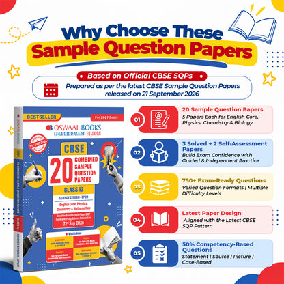 Oswaal CBSE 20 Combined Sample Question Papers Class 12 Board Exam 2027 – English Core, Physics, Chemistry, Mathematics - New Question Typologies - Oswaal AI