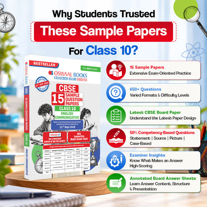 Oswaal CBSE 15 Sample Question Papers Class 10 Board Exam English Communicative 2026-27 based on latest CBSE SQP dated (21 Sep 2026) | New Questions Typologies With Oswaal AI