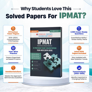 IPMAT 21 Previous Years' Solved Papers (2019 – 2026) | Latest 2026 Solved Papers | 2100+ Questions with Detailed Solutions | IPMAT Indore, Rohtak & JIPMAT | Trend Analysis (2022 – 2026) | Oswaal AI