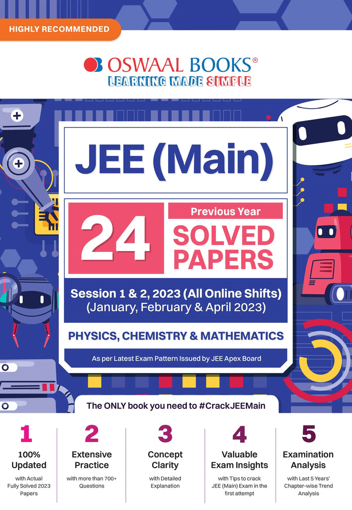 24 JEE Main Session 1 & 2 Previous Year Question Papers 2023 (All Online Shifts) Physics, Chemistry & Mathematics