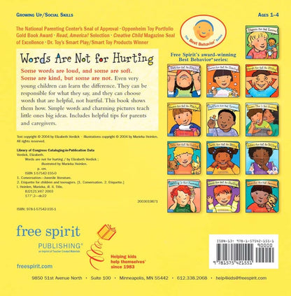 Words Are Not for Hurting (Best Behaviour Series) â€” Gentle Board Book for Toddlers (Ages 1-4 yrs) | Build Kind Words & Strong Relationships | by Free Spirit Publishing