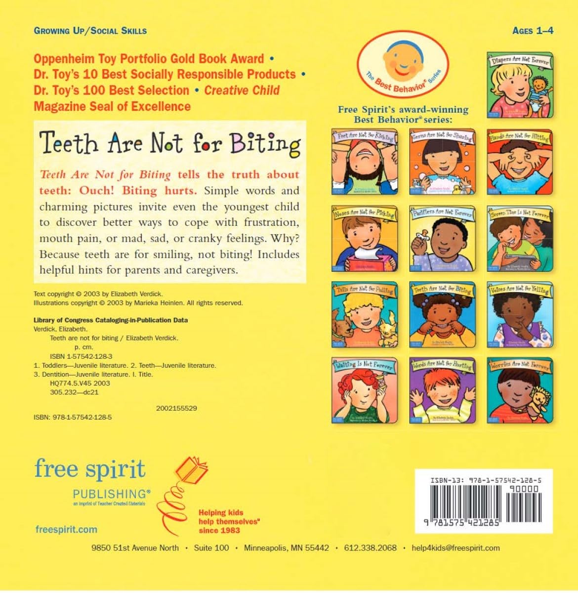 Teeth Are Not for Biting  (Best Behaviour Series)  â€” Board Book for Toddlers (Ages 1-4 yrs) | Builds Gentle Communication & Kindness | by Free Spirit Publishing