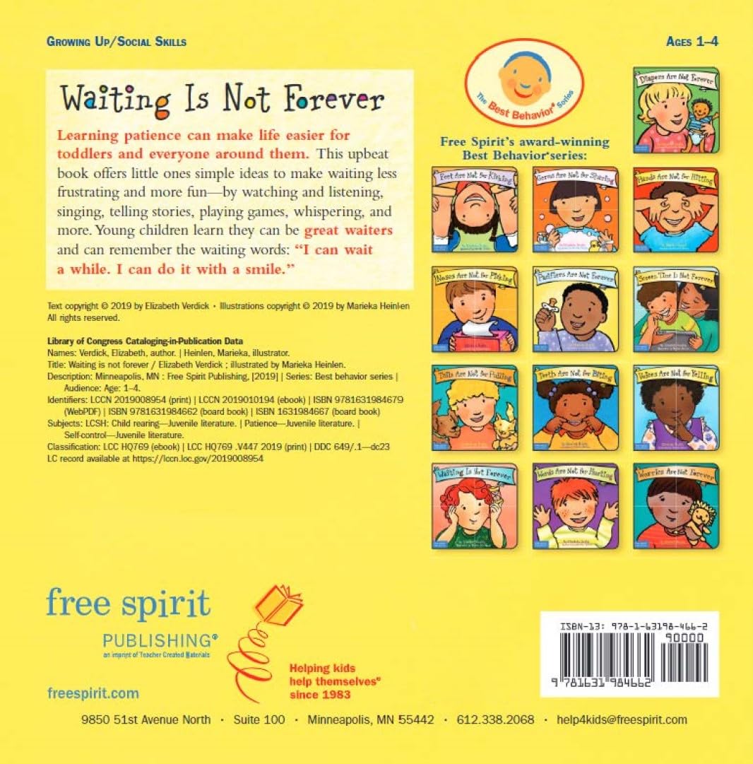 Waiting Is Not Forever (Best Behaviour Series) â€” Board Book for Toddlers (Ages 1-4 yrs) | Learn Patience & Kind Behaviour | by Free Spirit Publishing