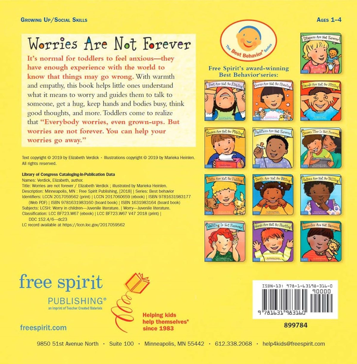 Worries Are Not Forever â€” Gentle Board Book for Toddlers (Ages 1â€“4 yrs) | Build Calm Confidence & Big-Feelings Skills | by Free Spirit Publishing