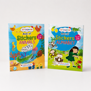 Lil Legends Books of Stickers Animals and Alphabets | Set of 2 for Age 3+ | Learn ABC and Counting With Fun Activities | Educational Workbook | For Toddlers/Nursery/LKG