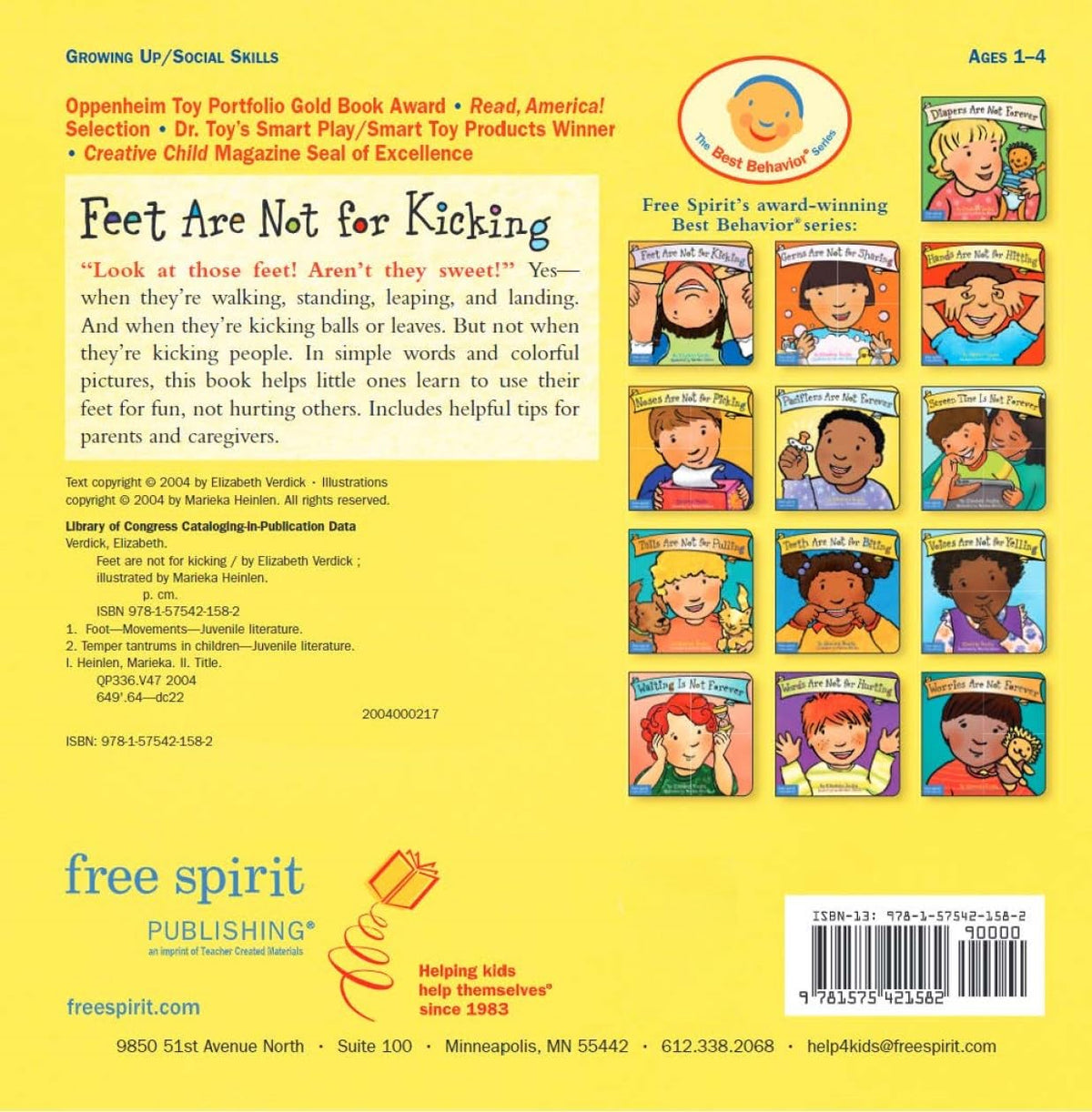 Feet Are Not for Kicking (Best Behaviour Series) â€” Gentle Board Book for Toddlers (Ages 1-4 yrs) | Teaches Kindness & Self-control | by Free Spirit Publishing