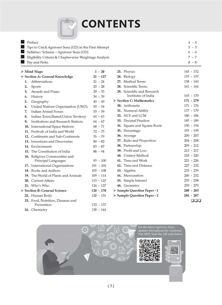 Indian Army | Agniveer Sena General Duty (GD)| Agnipath Scheme | Chapter-wise Question Bank| General Knowledge | General Science | Mathematics | For 2025 Exam
