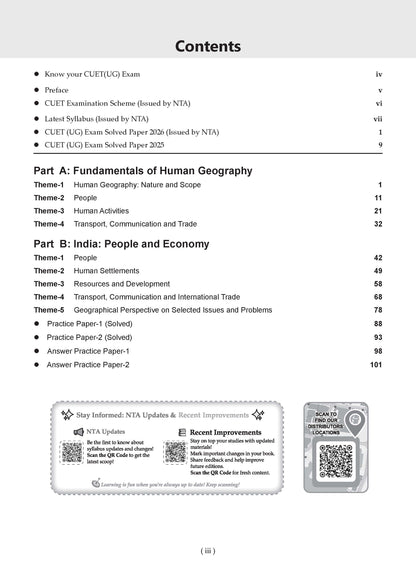 NTA CUET (UG) Chapter-wise Solved Papers Question Bank | Geography | PYQs (2022 â€“ 2026) NCERT aligned MCQs | With Solved Paper 2026 | For 2027 Exam | With Oswaal AI