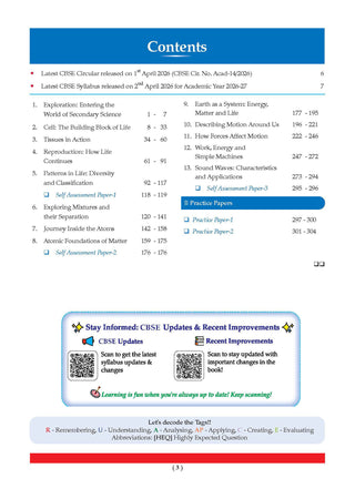CBSE Science Question Bank Chapter-wise & Topic-wise Class 9 | Based on new NCERT Textbook Exploration|Includes Summary, Competency-Based Question, Self-Assessment & Practice Papers