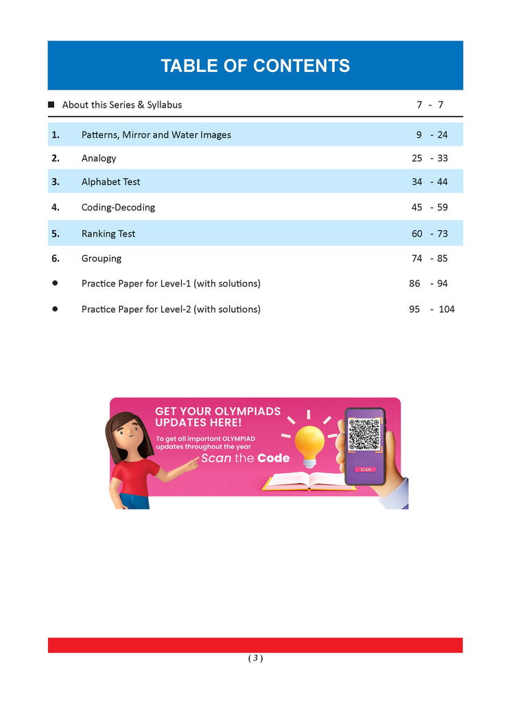 One for All Olympiads Previous Year Solved Papers Class 3 Reasoning For 2025 Exam