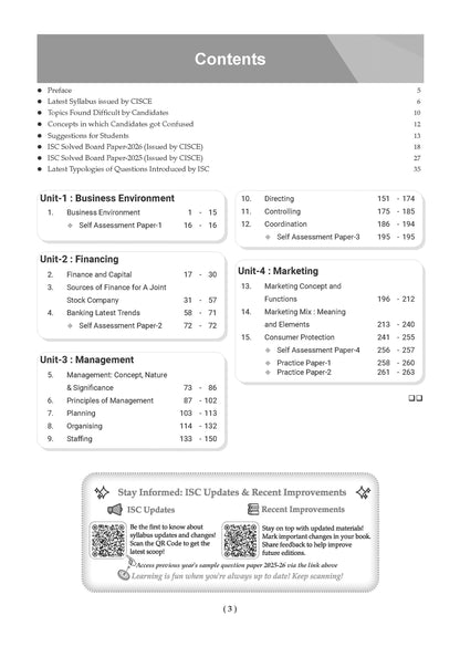 Class 12 ISC Commerce Question Bank (2017-2026) | Chapter-wise & Topic-wise with Competency Based Questions | For 2027 Exam | With Solved 2026 Board Paper | Self-Assessment Papers