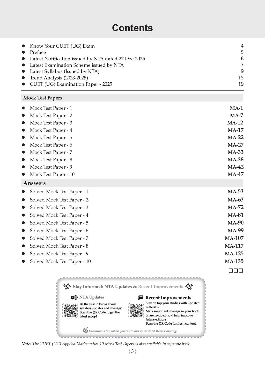 NTA CUET (UG) 10 Mock Test Papers Mathematics | For 2026 Exam - Buy Now ...