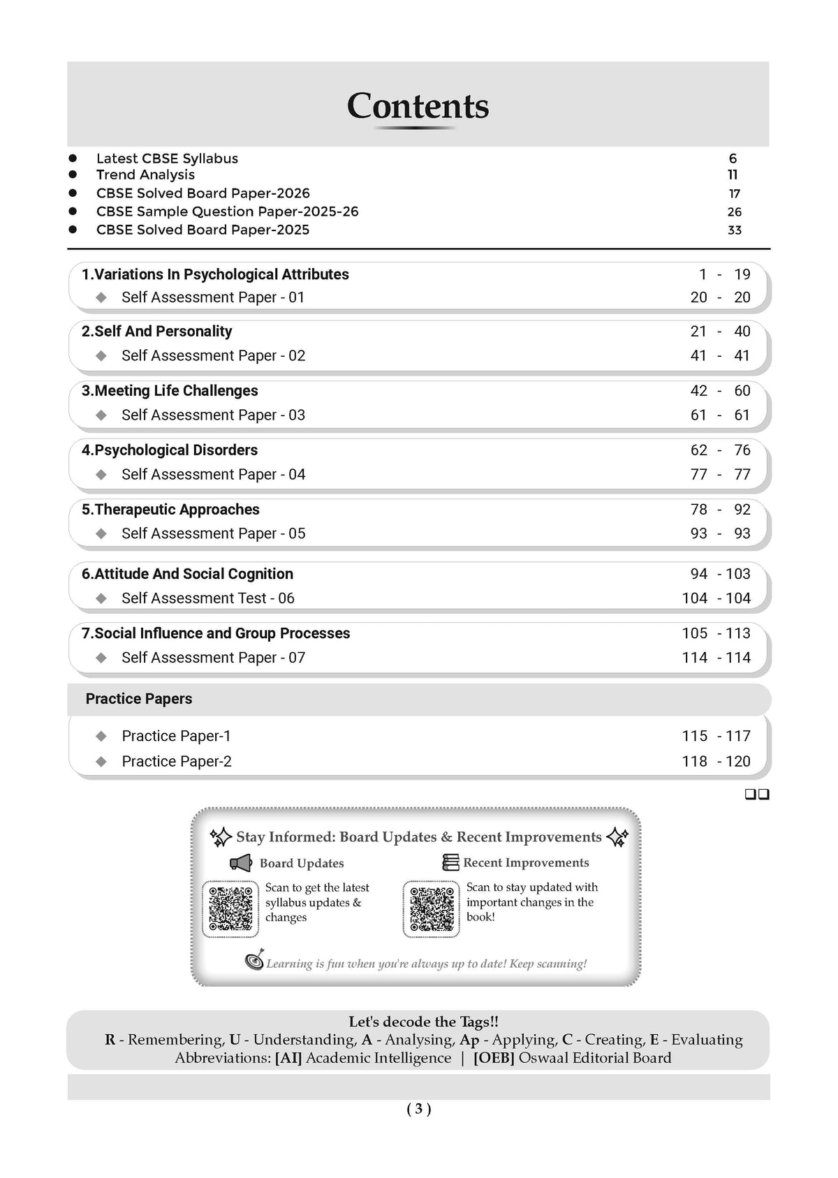 CBSE Class 12 Psychology Question Bank | Chapter & Topic-wise Solved Papers (2017-2026) | Based on Latest Syllabus (April 2026) | Includes 2026 Papers | For 2027 Exam