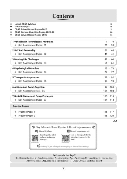CBSE Class 12 Psychology Question Bank | Chapter & Topic-wise Solved Papers (2017-2026) | Based on Latest Syllabus (April 2026) | Includes 2026 Papers | For 2027 Exam
