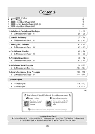 CBSE Question Bank for Class 12 Psychology | Chapter-wise and Topic-wise: Solved Papers (2017-2026) | Includes 2026 Papers- fully solved | With oswaal.ai | For 2027 Exam