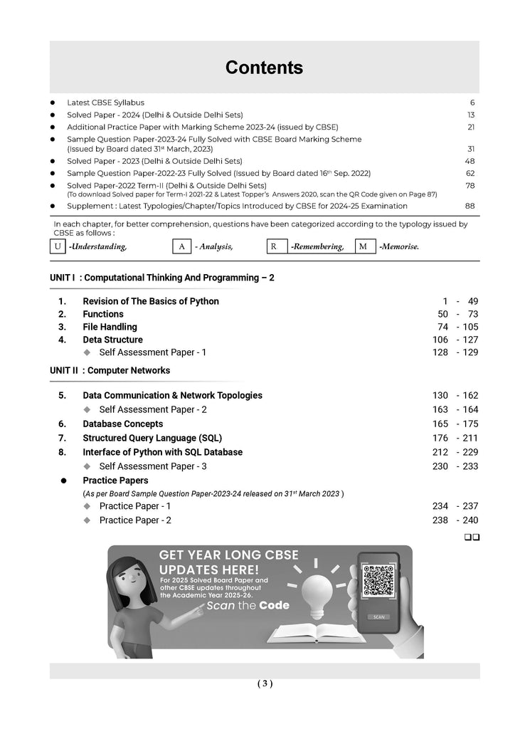 CBSE Question Bank Chapterwise and Topicwise SOLVED PAPERS Class 12 Computer Science For Exam 2026