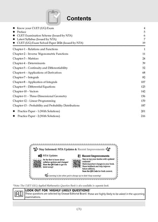 NTA CUET (UG) Chapter-wise Solved Papers Question Bank | Mathematics | PYQs (2022–2026) NCERT aligned MCQs | With Solved Paper 2026 | For 2027 Exam | With Oswaal AI