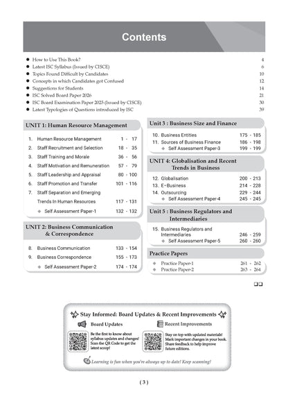 Class 12 ISC Business Studies Question Bank (2017-2026) | Chapter-wise & Topic-wise with Competency Based Questions | For 2027 Exam | With Solved 2026 Board Paper | Self-Assessment Papers