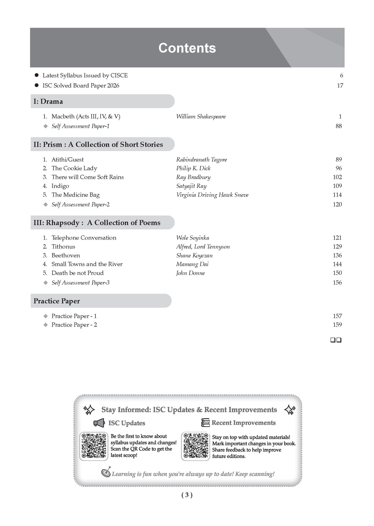 Class 12 ISC English Paper 2 Literature Question Bank (2017-2026) | Chapter-wise & Topic-wise with Competency Based Questions | For 2027 Exam | With Solved 2026 Board Paper | Self-Assessment Papers