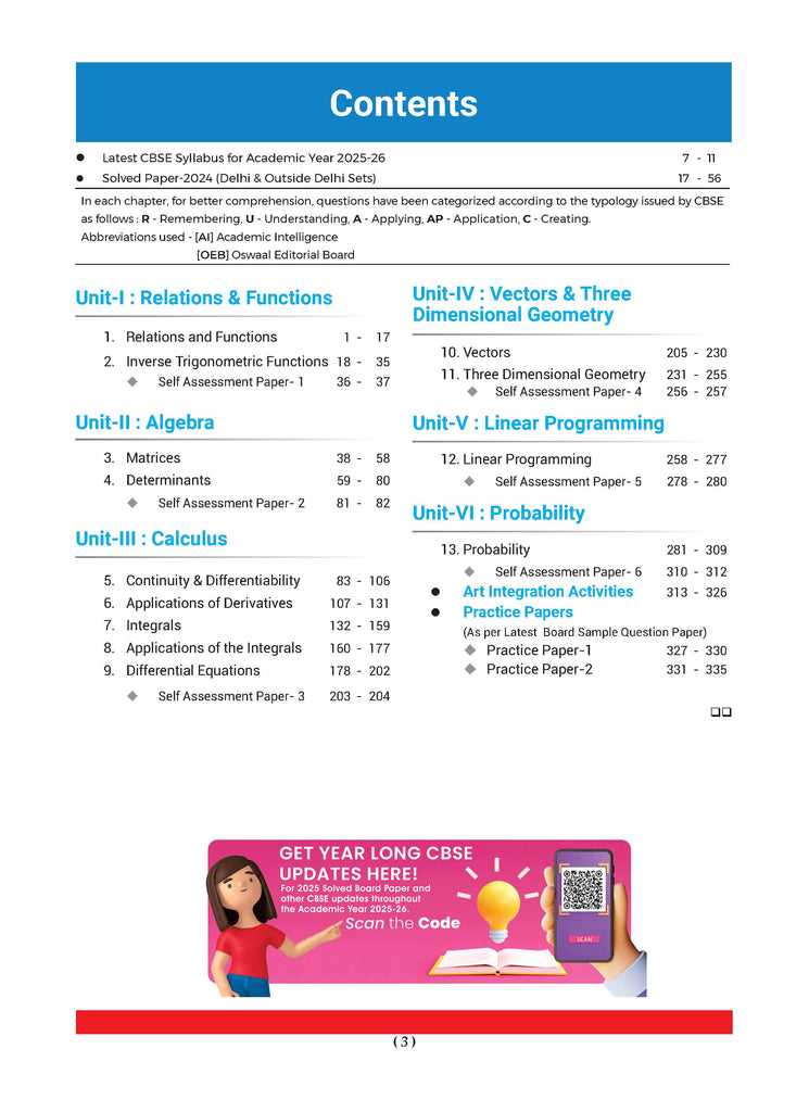 CBSE Question Bank Chapterwise and Topicwise SOLVED PAPERS Class 12 Mathematics For Exam 2026