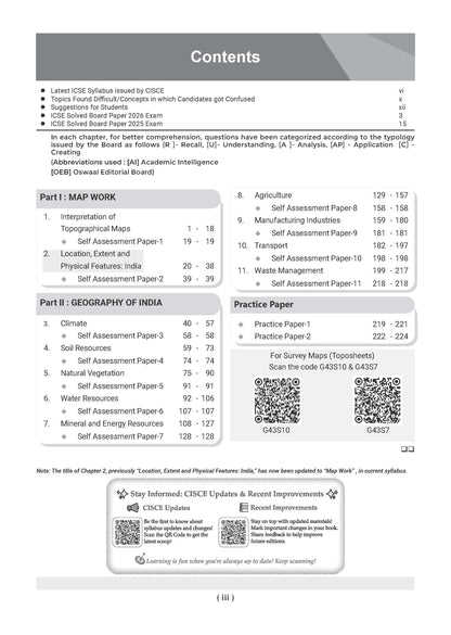 Class 10 ICSE Question Bank Geography (2017-2026) | For 2027 Exam Chapter-wise & Topic-wise with Competency Based Questions | Includes 2026 Paper- fully solved | Self-Assessment Papers | Practice Papers