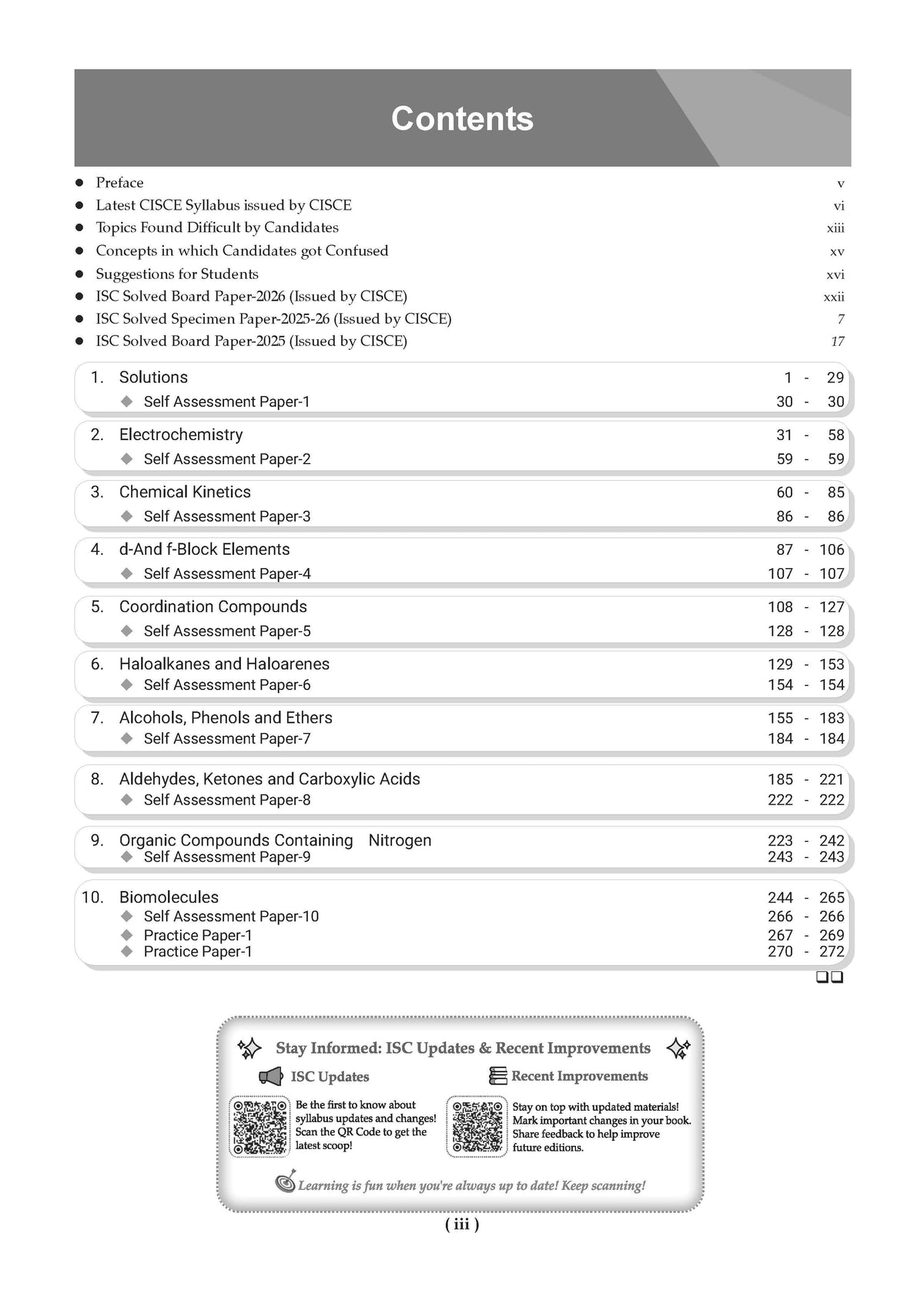Class 12 ISC Chemistry Question Bank (2017-2026) | Chapter-wise & Topic-wise with Competency Based Questions | For 2027 Exam | With Solved 2026 Board Paper | Self-Assessment Papers