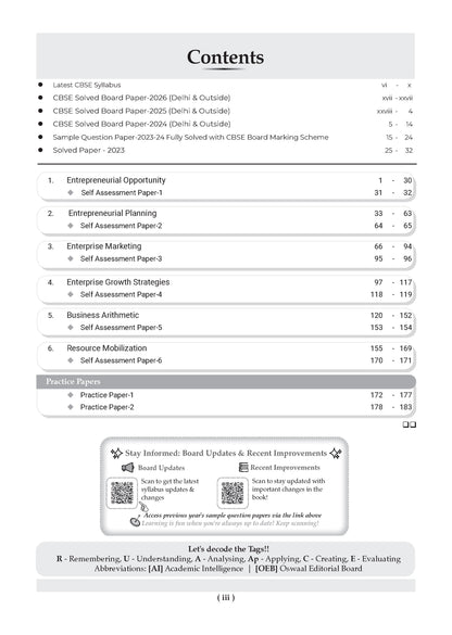 CBSE Class 12 Entrepreneurship Question Bank | Chapter & Topic-wise Solved Papers (2017-2026) | Based on Latest Syllabus (April 2026) | Includes 2026 Papers | For 2027 Exam