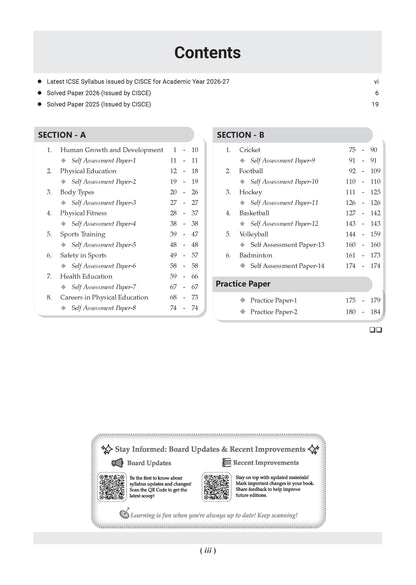 Class 10 ICSE Question Bank Physical Education (2017-2026) | For 2027 Exam Chapter-wise & Topic-wise with Competency Based Questions | Includes 2026 Paper- fully solved | Self-Assessment Papers | Practice Papers