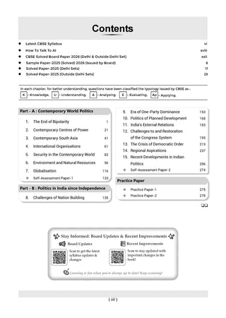 CBSE Class 12  Political Science Question Bank | Chapter & Topic-wise Solved Papers (2017–2026) | Based on Latest Syllabus (April 2026) | Includes 2026 Papers | | For 2027 Exam