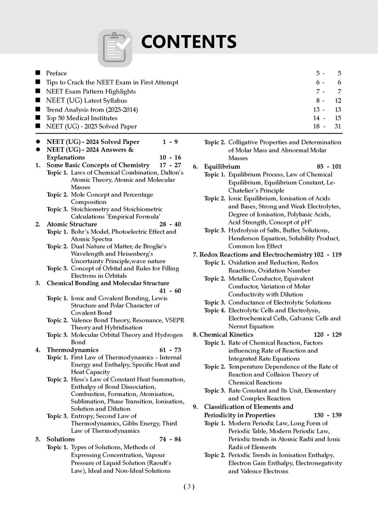 NEET (UG) 38 Years' Chapter-wise & Topic-wise Solved Papers Chemistry |(1988-2025) | For 2026 Exam