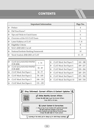CLAT (UG) (Common Law Admission Test) | 10 Mock Test Papers | For 2027 Admission Test