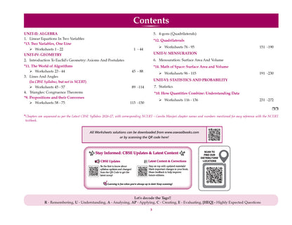 Oswaal CBSE Workbook Class 9 Mathematics Part-1, Part-2 & Advanced Level| aligned with NCERT Ganita Manjari (Set of 3 Books) | Perforated Worksheets for Practice with Competency Based questions