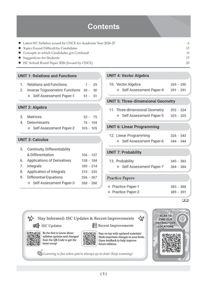 Class 12 ISC Mathematics Question Bank (2017-2026) | Chapter-wise & Topic-wise with Competency Based Questions | For 2027 Exam | With Solved 2026 Board Paper | Self-Assessment Papers
