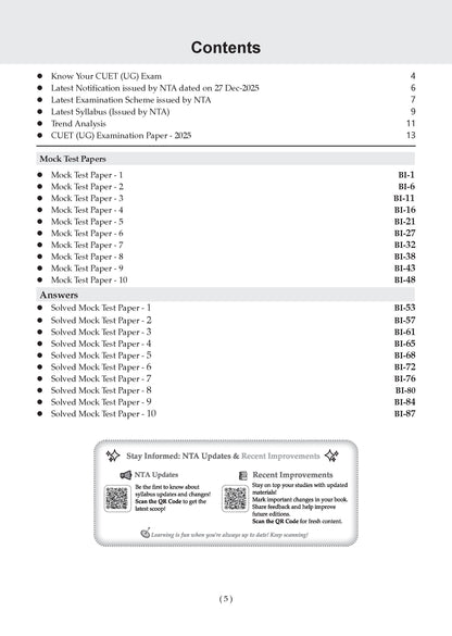 NTA CUET (UG) 10 Mock Test Papers Biology For 2026 Exam (Section-II) (as per latest 27 Dec., notification) | 550+ MCQs for Practice | Includes 2025 Paper- fully solved | With Oswaal AI