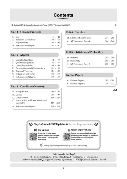 Oswaal Class 11 ISC Mathematics Question Bank | Chapter-wise & Topic-wise with Competency Based Questions | For 2027 Exam | Self-Assessment Papers | Revision Notes