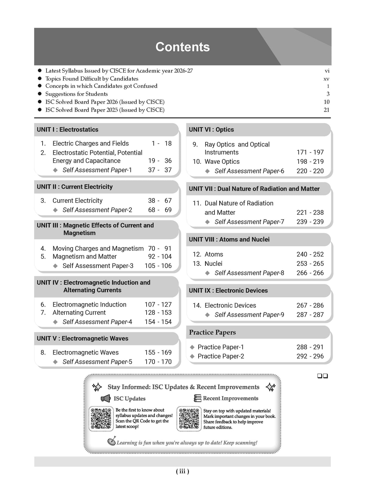 Class 12 ISC Physics, Chemistry, Maths, English Paper-1 & 2 Question Bank (Set of 5 Books) (2017-2026) | Chapter-wise & Topic-wise with Competency Based Questions | For 2027 Exam