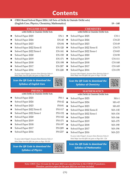 CBSE 10 Previous Years Solved Papers and Competency Focused Questions Chapter-wise Class 12 PCM (Set of 2)