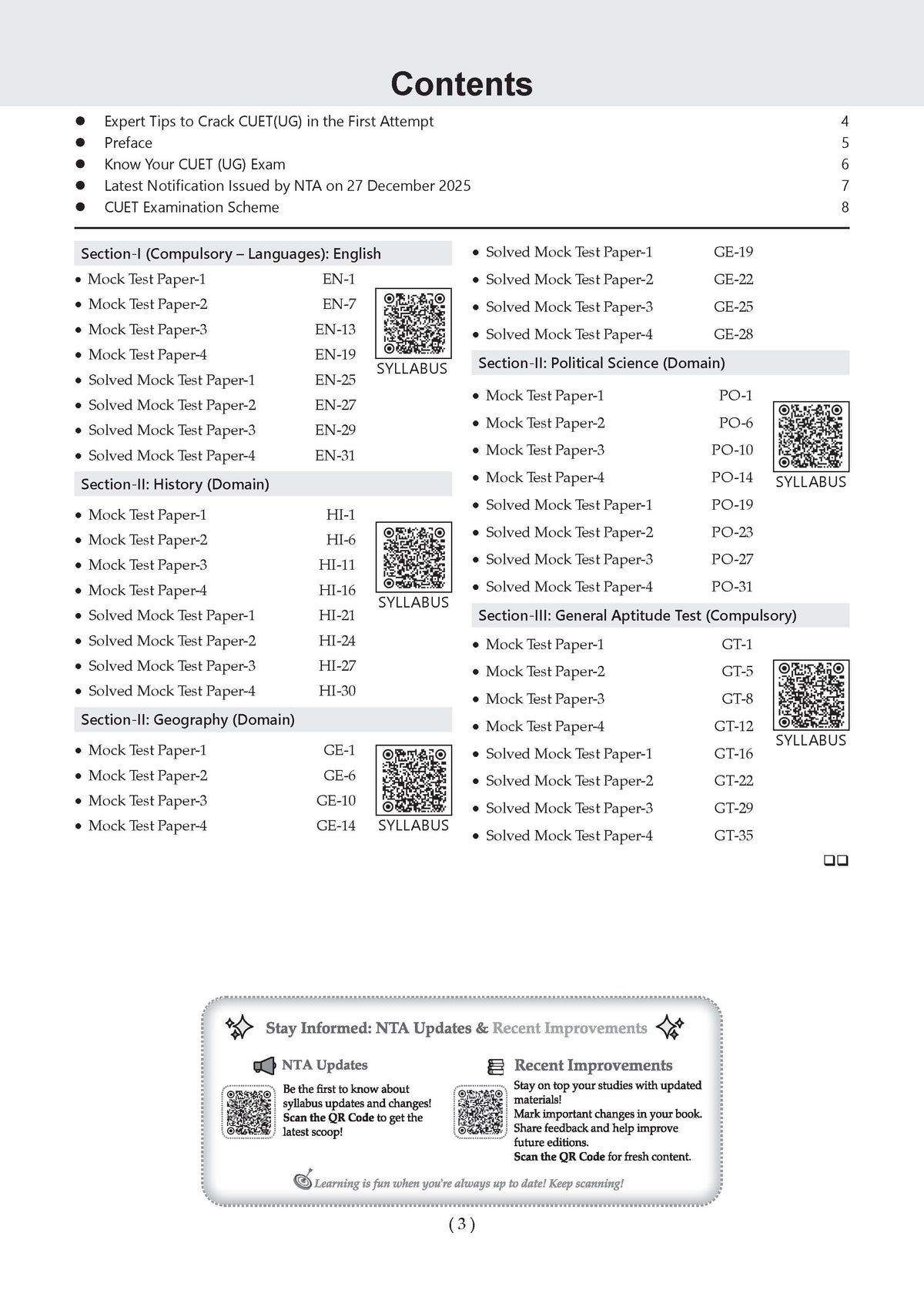 NTA CUET (UG) 20 Combined Mock Test Papers | Humanities Stream (English, History, Geography, Political Science, General Aptitude Test) For 2026 Exam | With New Syllabus & Pattern Released on 27 December 2025