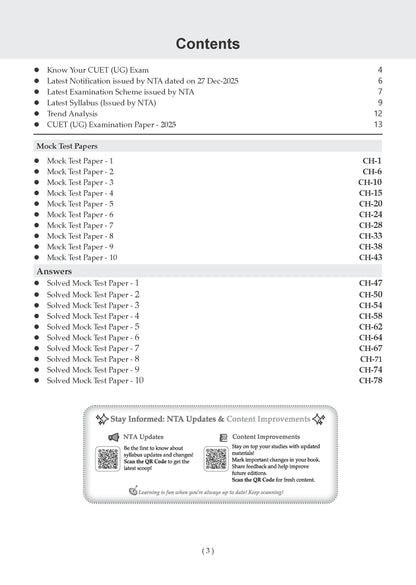 NTA CUET (UG) 10 Mock Test Papers Chemistry For 2026 Exam (Section-II) (as per latest 27 Dec., notification) | 500+ MCQs for Practice | Includes 2025 Paper- fully solved | With Oswaal AI