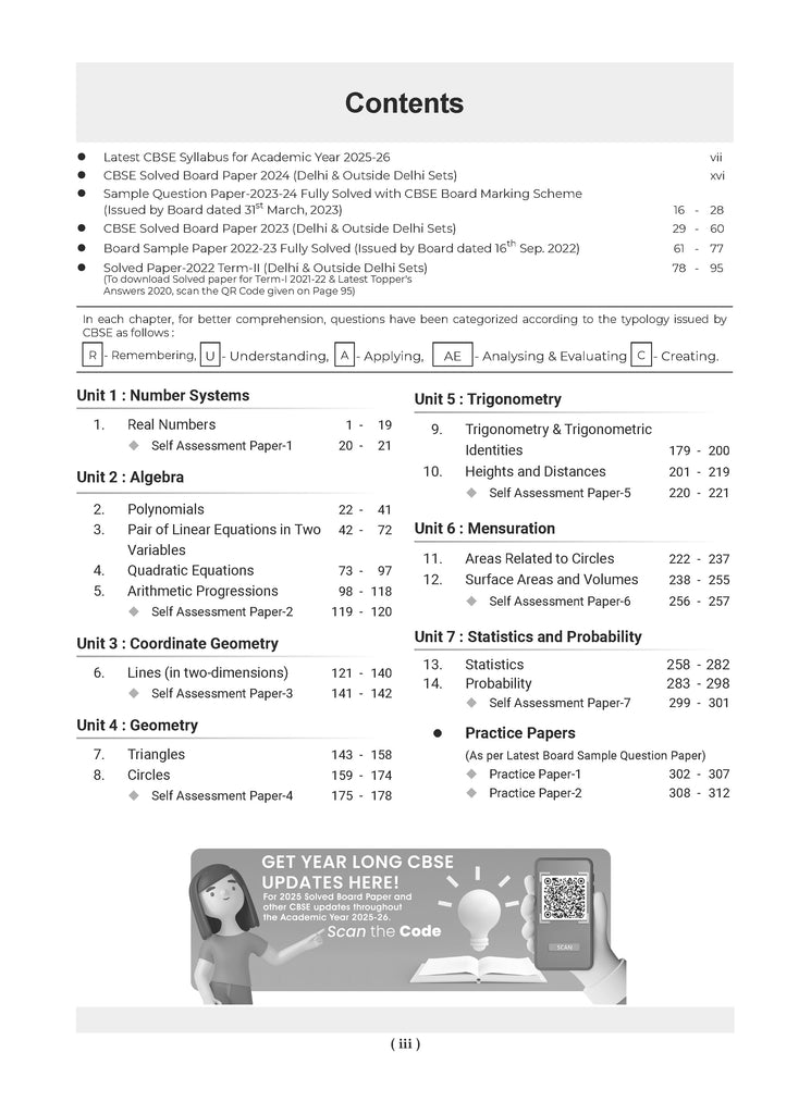 CBSE Question Bank Chapterwise and Topicwise SOLVED PAPERS Class 10 Mathematics (Basic) For Exam 2026