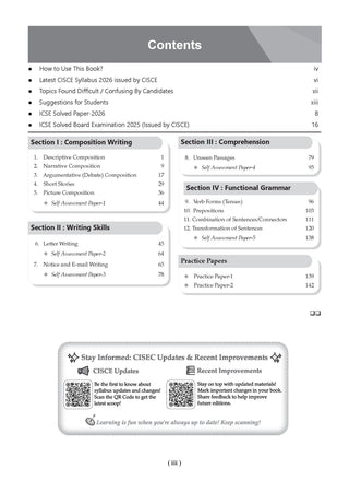 Class 9 & 10 ICSE Question Bank English Paper 1 ( (Language)(2017 – 2026) |For 2027 Exam Chapter-wise & Topic-wise with Competency Based Questions |  Includes 2026 Paper- fully solved | Self-Assessment Papers | Practice Papers